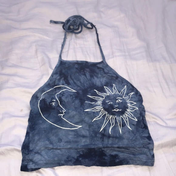 SHEIN Tops - Blue tie crop top